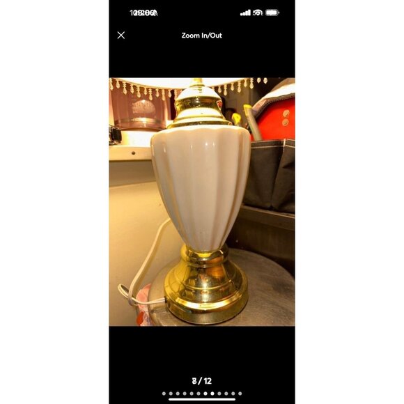 Lamp Vintage Boudoir White Milk Glass Floral Lampshade Brass Table Lamp FLAW - Picture 9 of 11